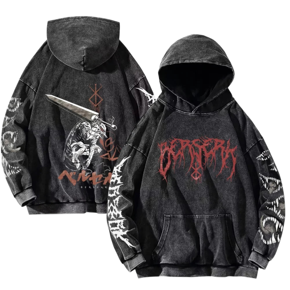 Berserk Gothic Vintage Washed Hoodie