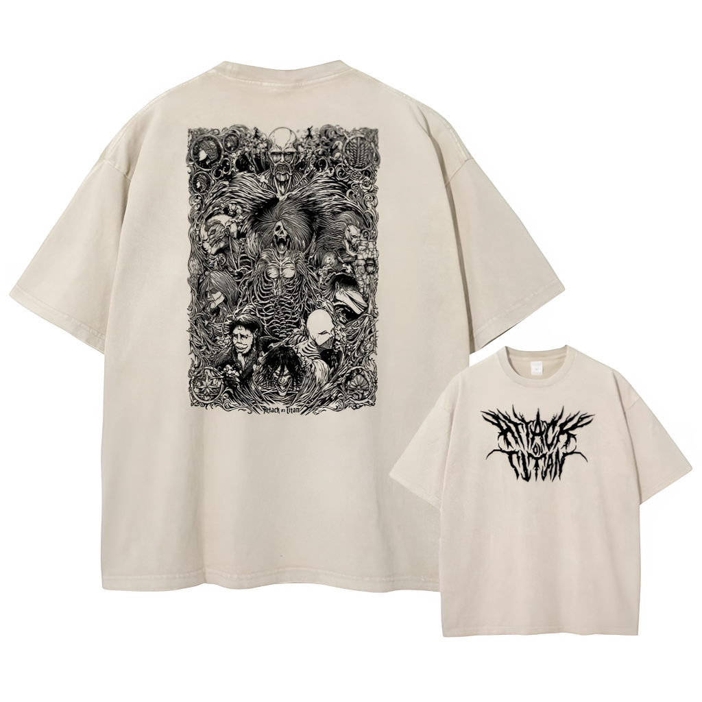 Attack on Titan Acid Washed T Shirt