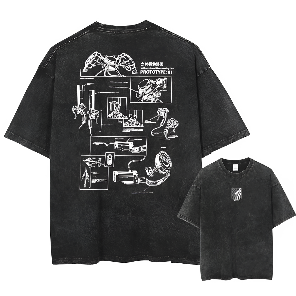 Attack on Titan Acid Washed T Shirt