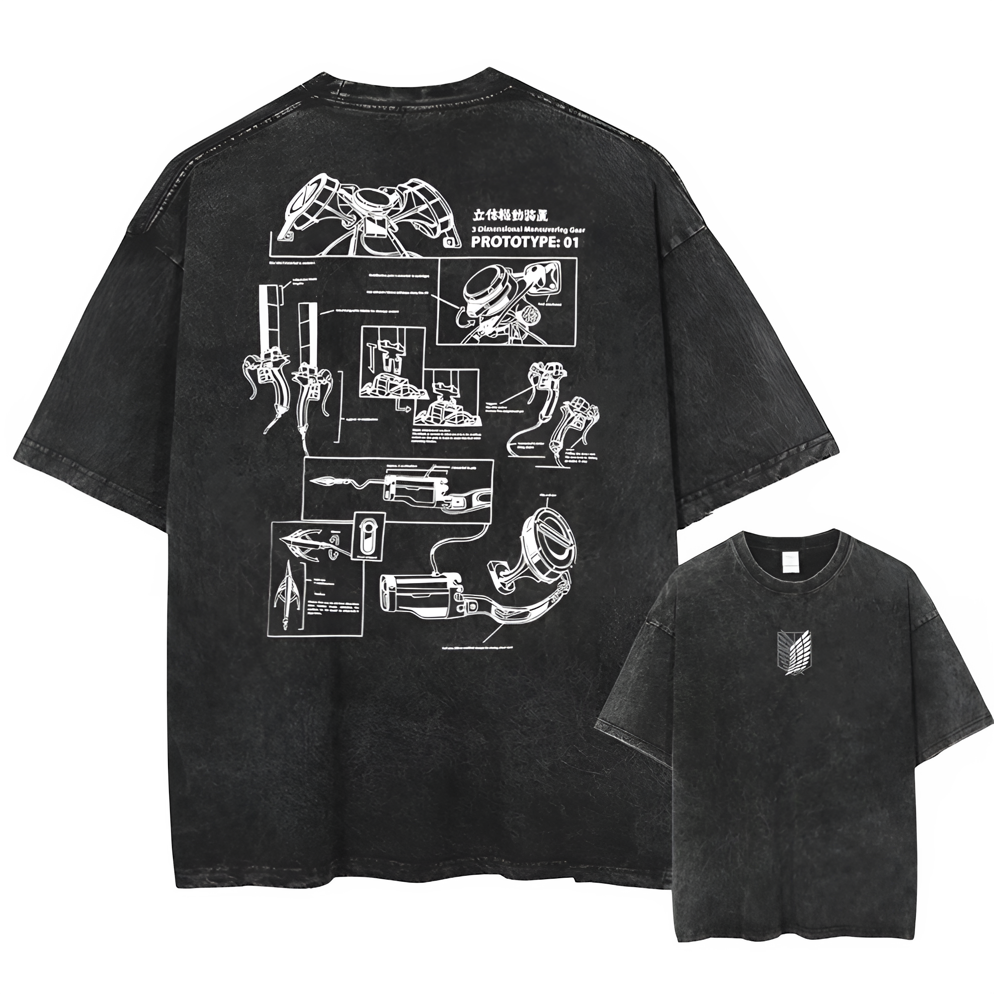 Attack on Titan Acid Washed T Shirt