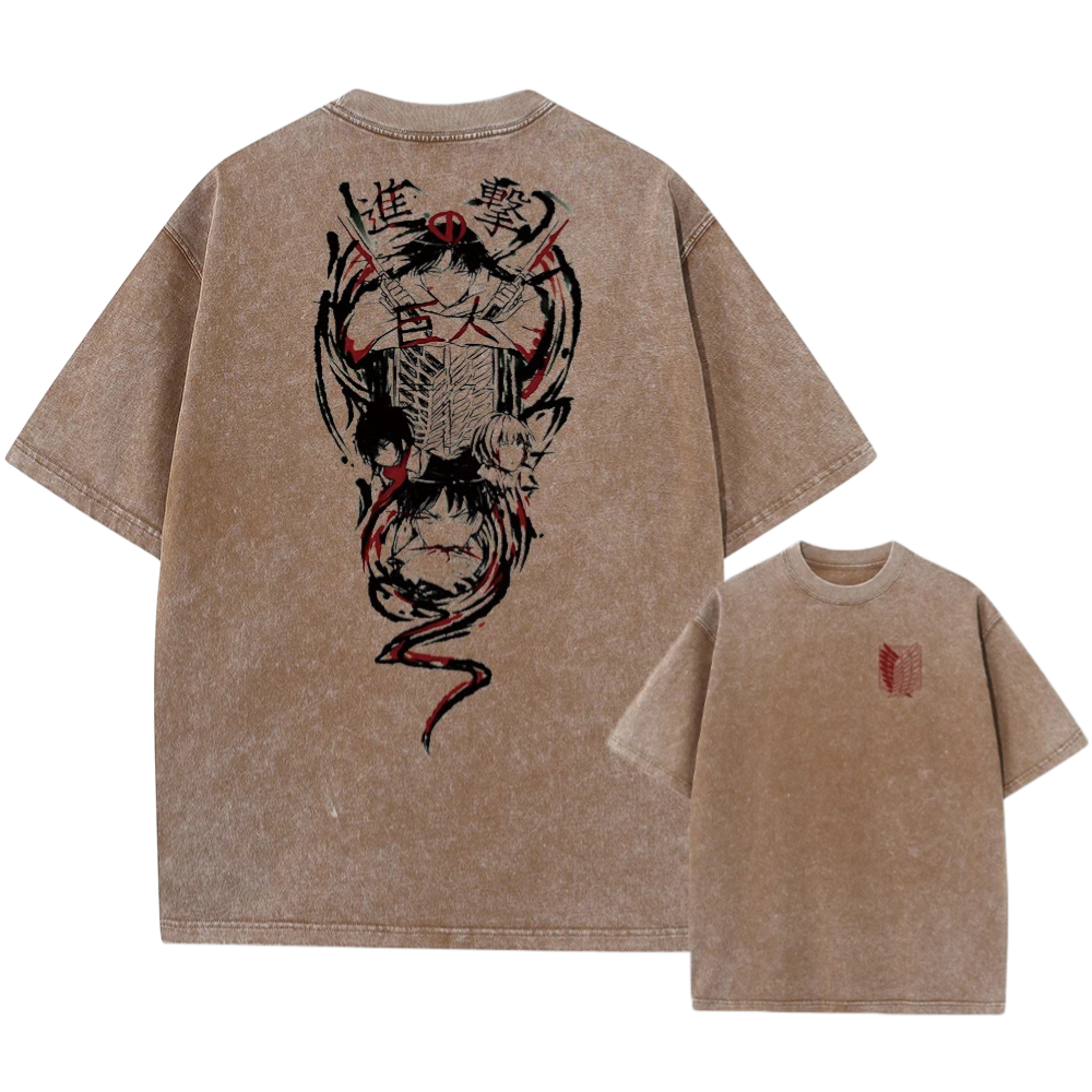 Attack on Titan Acid Washed T Shirt