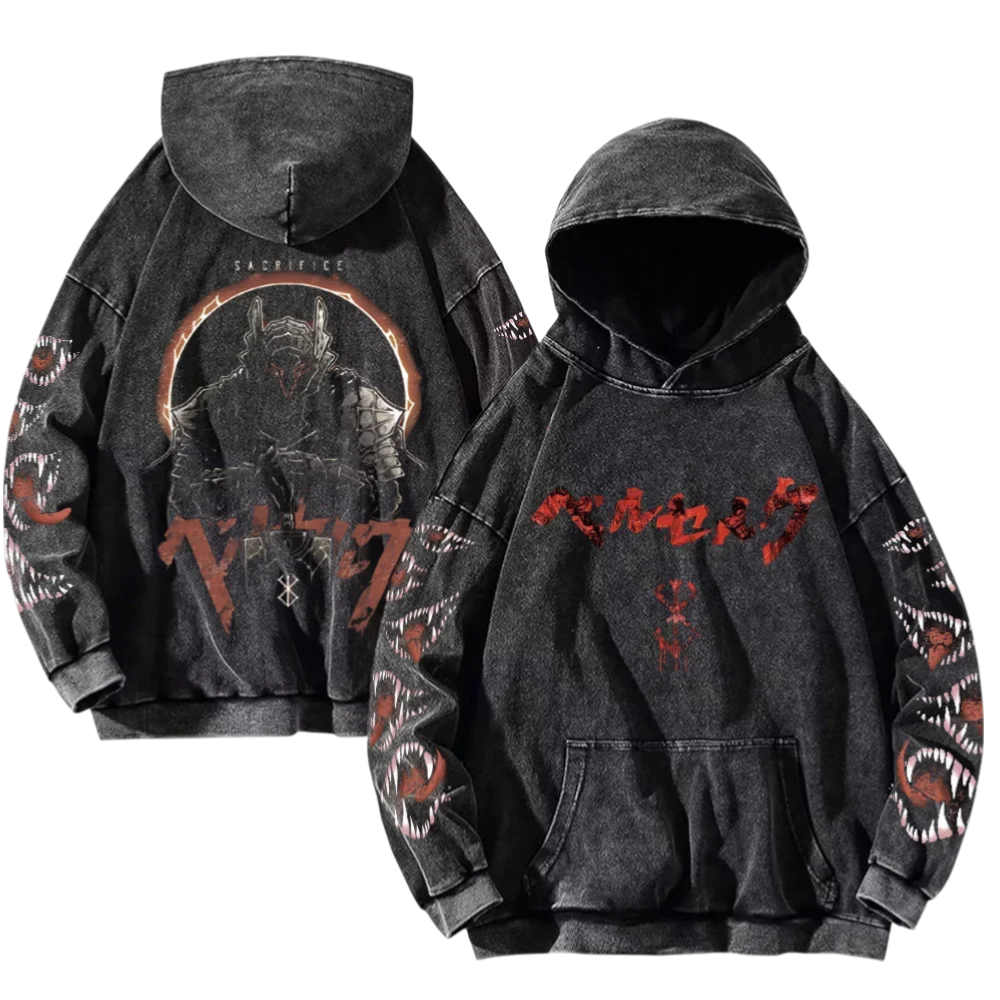 Berserk Gothic Vintage Washed Hoodie