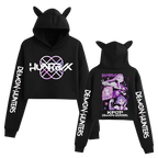 Kpop Demon Hunters Crop Top Cat Ears Hoodie