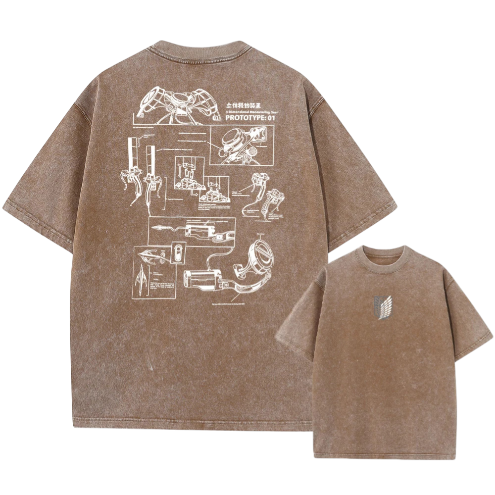 Attack on Titan Acid Washed T Shirt
