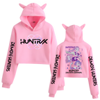 Kpop Demon Hunters Crop Top Cat Ears Hoodie