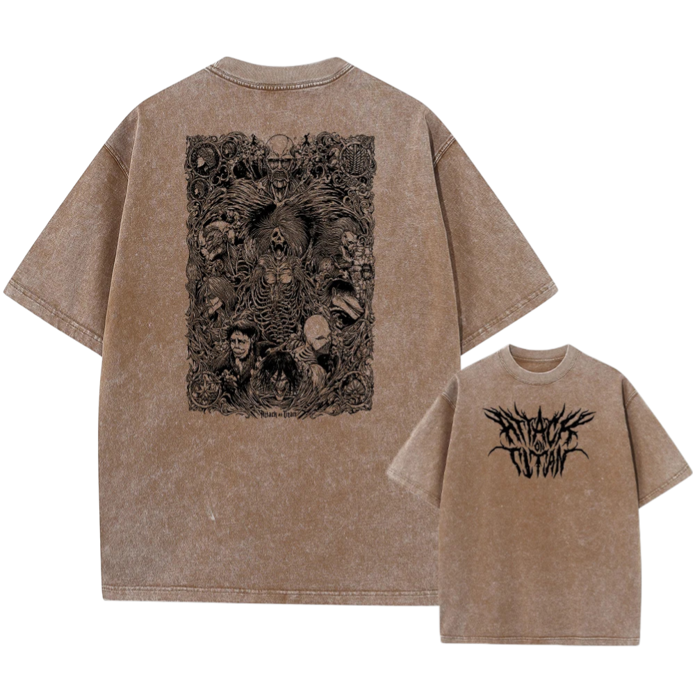 Attack on Titan Acid Washed T Shirt