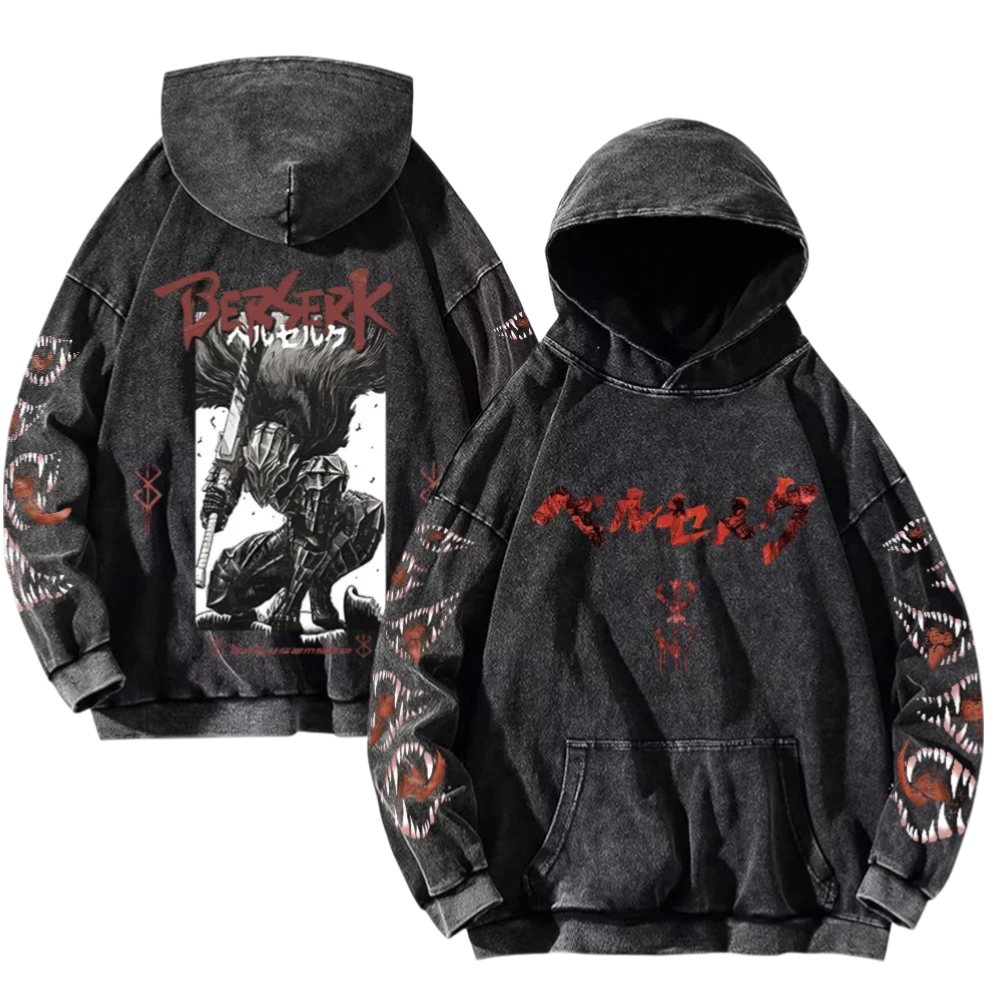 Berserk Gothic Vintage Washed Hoodie